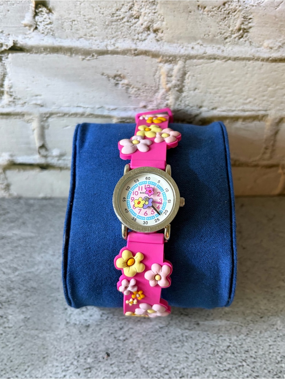 Solo Time Pink Floral Silicone Kids Watch with Colorful Flowers